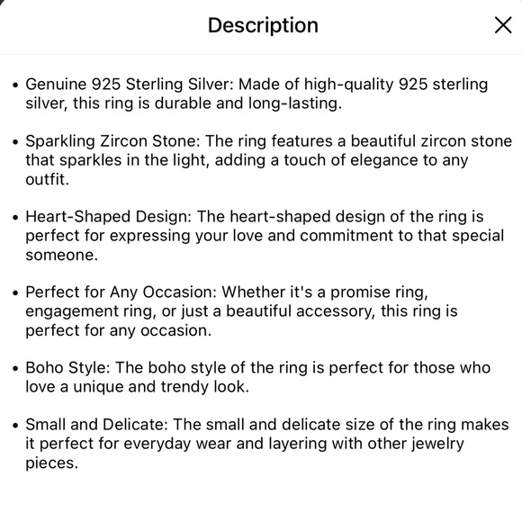 NWT💍❤️ .925 STERLING SILVER ZIRCON HEART SOLITAIRE ENGAGEMENT PROMISE RING 6 7 8 - Picture 9 of 10